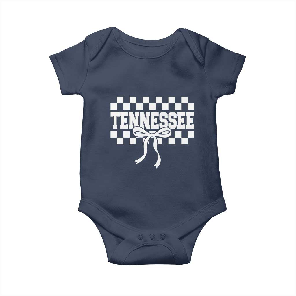 Tennessee Fan Baby Onesie TN State Sport Coquette Bow Checkered Design Game Day