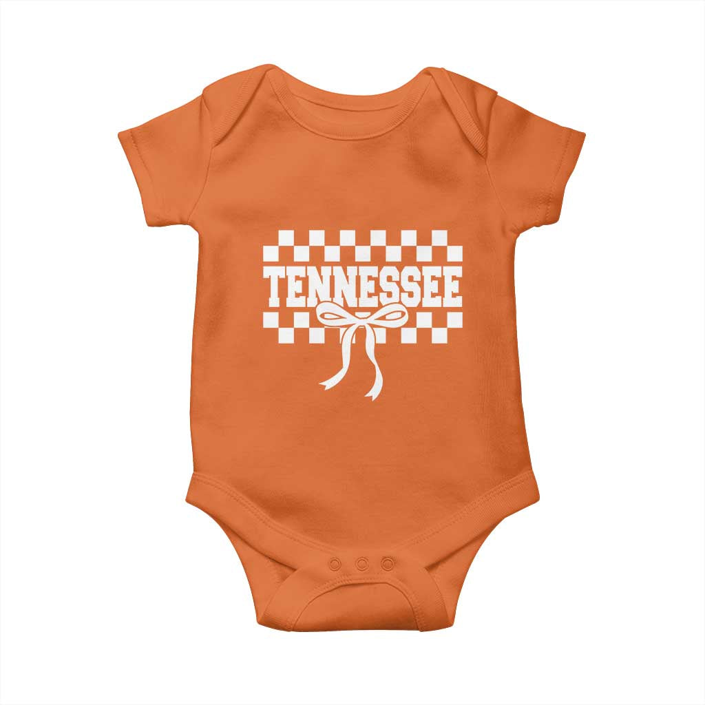 Tennessee Fan Baby Onesie TN State Sport Coquette Bow Checkered Design Game Day