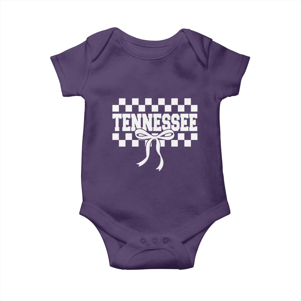 Tennessee Fan Baby Onesie TN State Sport Coquette Bow Checkered Design Game Day