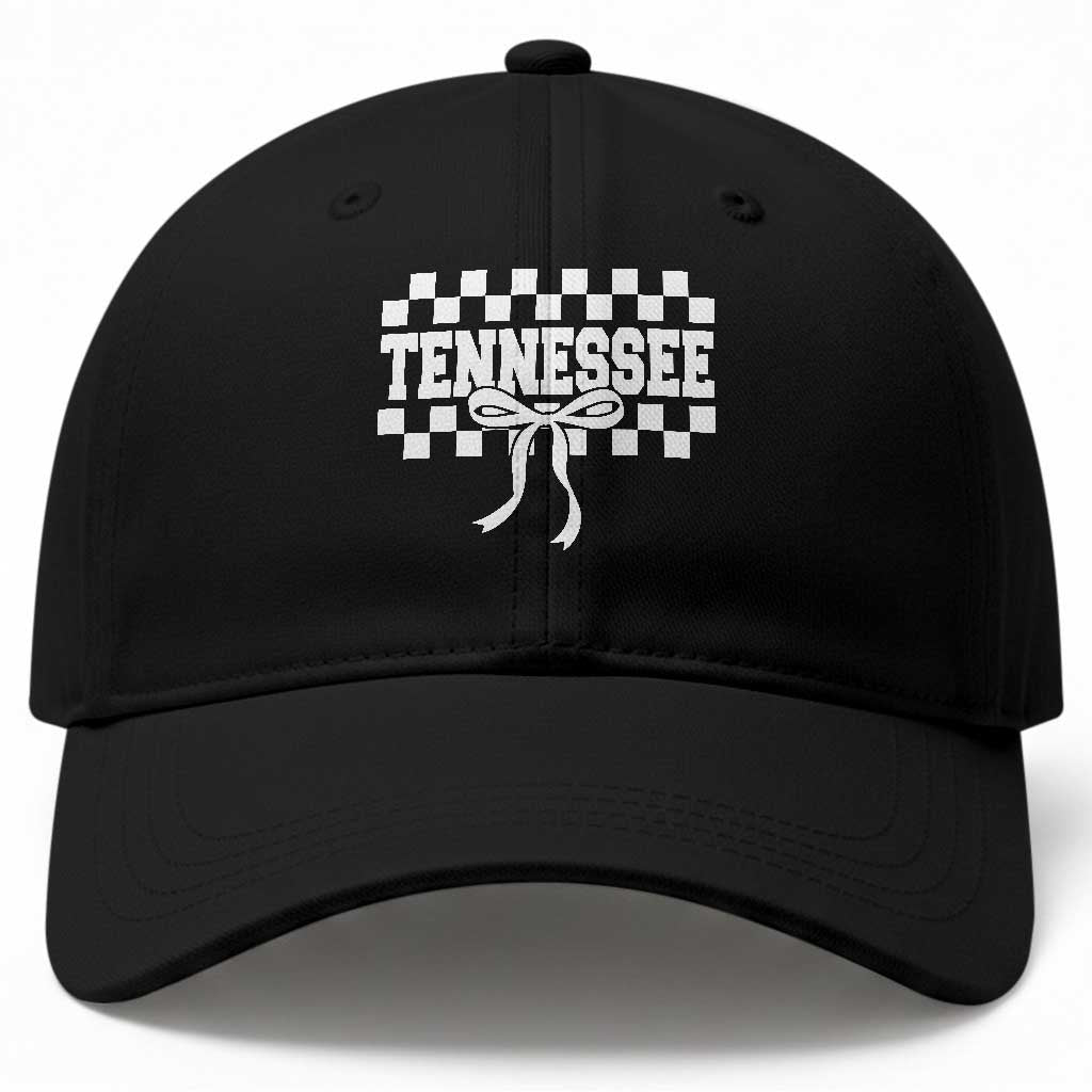 Tennessee Fan Baseball Cap TN State Sport Coquette Bow Checkered Design Game Day