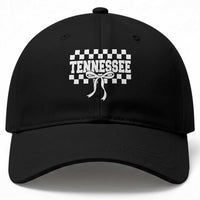 Tennessee Fan Baseball Cap TN State Sport Coquette Bow Checkered Design Game Day