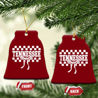 Tennessee Fan Ceramic Ornament TN State Sport Coquette Bow Checkered Design Game Day
