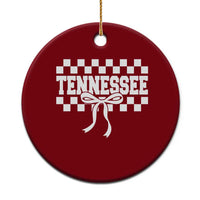 Tennessee Fan Ceramic Ornament TN State Sport Coquette Bow Checkered Design Game Day