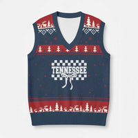 Tennessee Fan V-Neck Knit Sweater Vest TN State Sport Coquette Bow Checkered Design Game Day