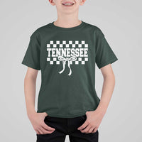 Tennessee Fan T Shirt For Kid TN State Sport Coquette Bow Checkered Design Game Day