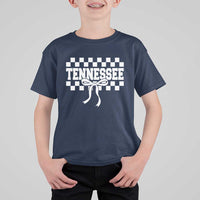 Tennessee Fan T Shirt For Kid TN State Sport Coquette Bow Checkered Design Game Day