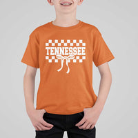 Tennessee Fan T Shirt For Kid TN State Sport Coquette Bow Checkered Design Game Day