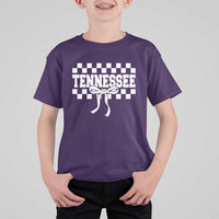 Tennessee Fan T Shirt For Kid TN State Sport Coquette Bow Checkered Design Game Day