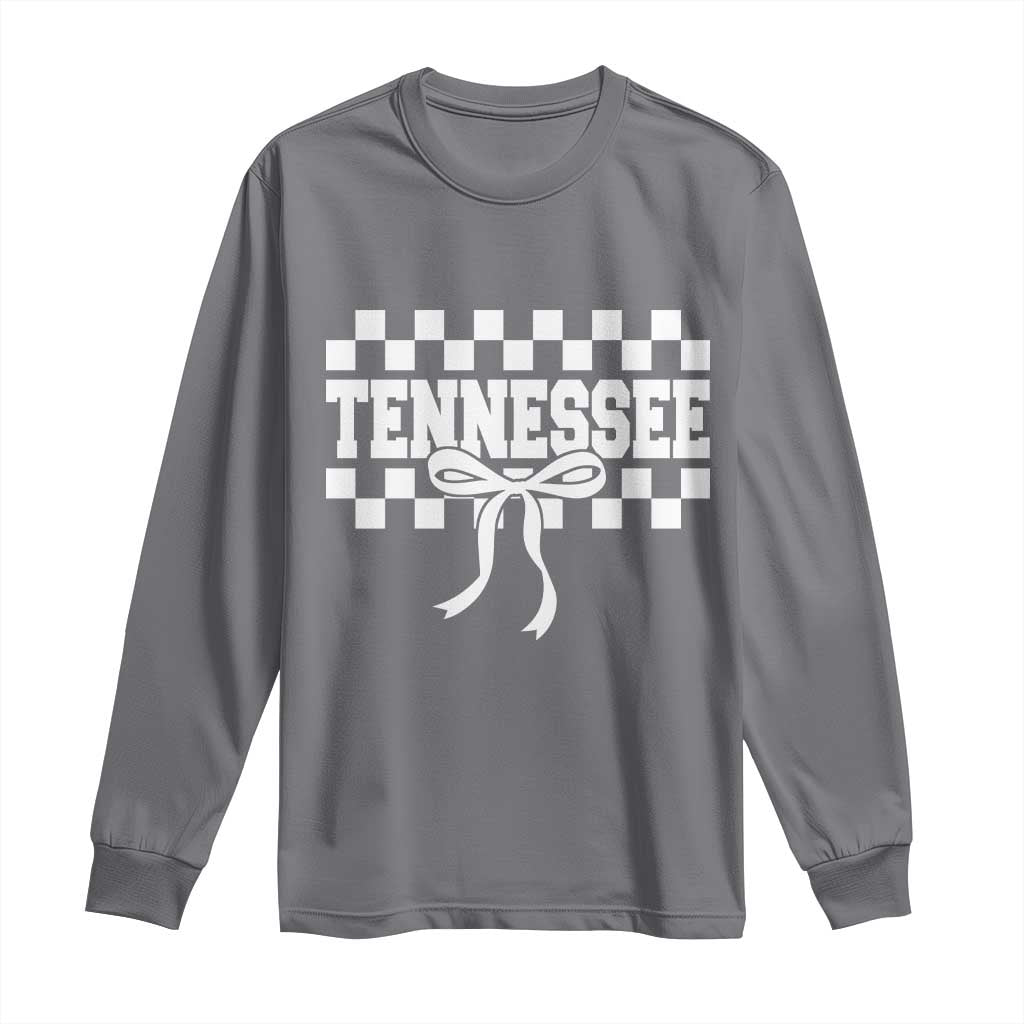 Tennessee Fan Long Sleeve Shirt TN State Sport Coquette Bow Checkered Design Game Day