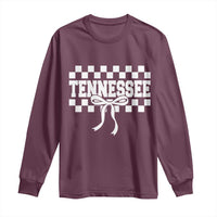 Tennessee Fan Long Sleeve Shirt TN State Sport Coquette Bow Checkered Design Game Day