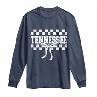 Tennessee Fan Long Sleeve Shirt TN State Sport Coquette Bow Checkered Design Game Day