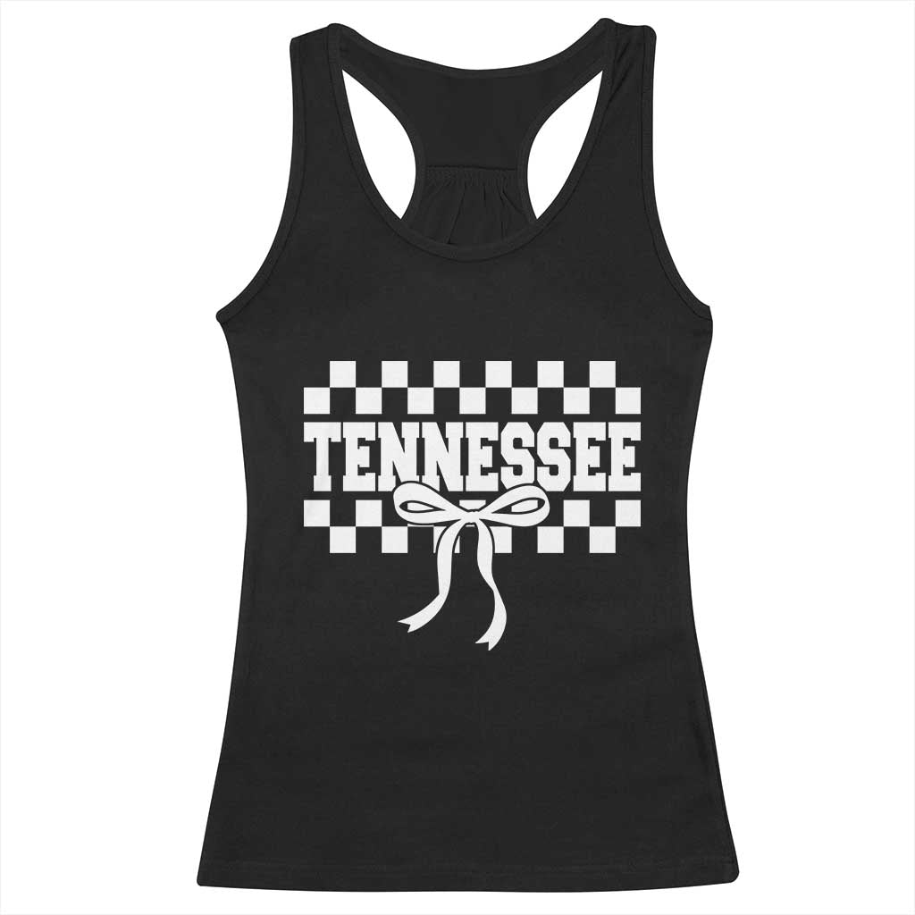 Tennessee Fan Racerback Tank Top TN State Sport Coquette Bow Checkered Design Game Day