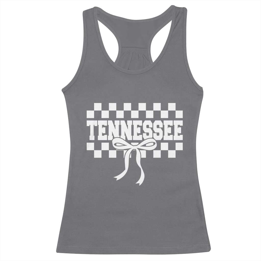Tennessee Fan Racerback Tank Top TN State Sport Coquette Bow Checkered Design Game Day