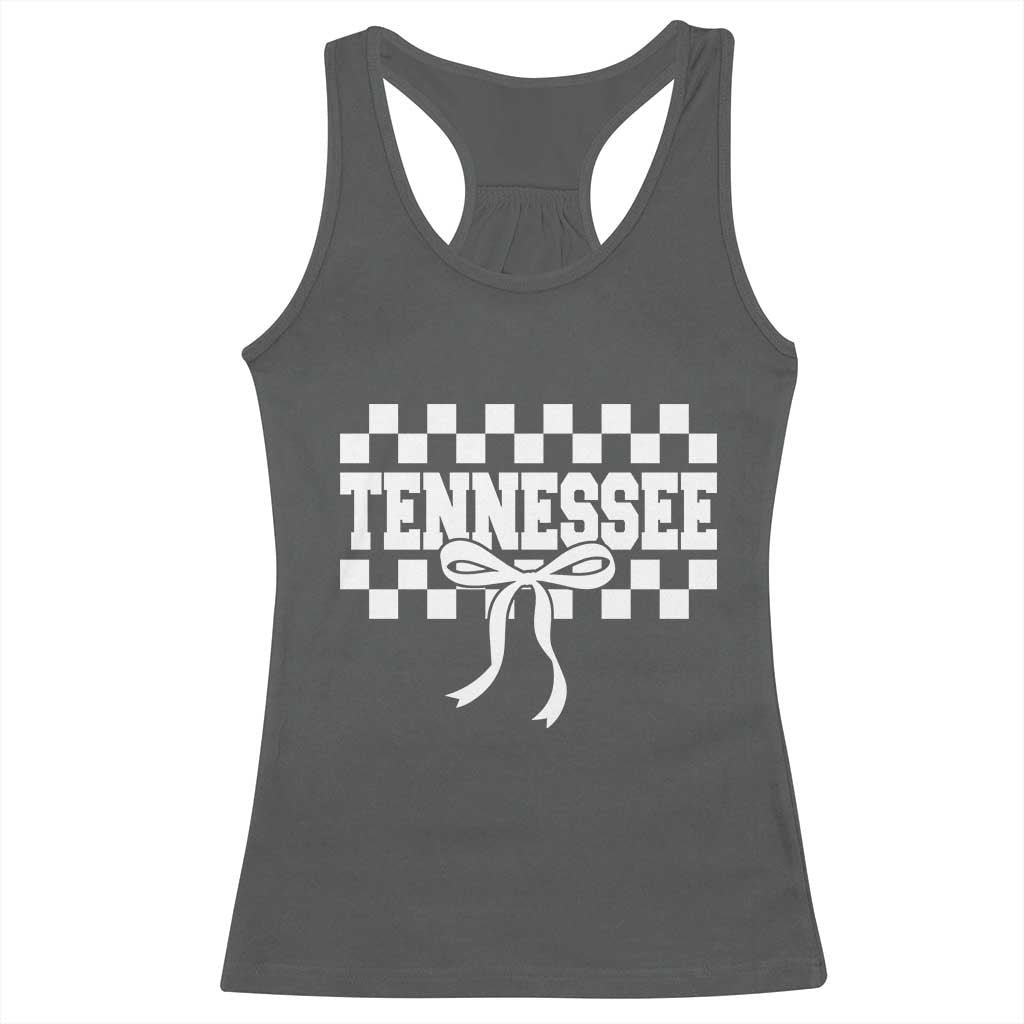 Tennessee Fan Racerback Tank Top TN State Sport Coquette Bow Checkered Design Game Day