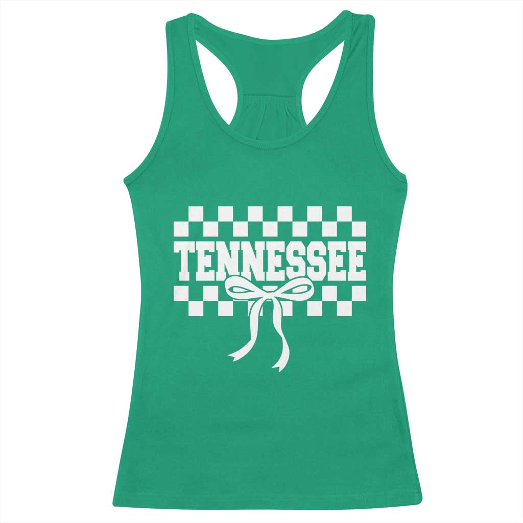 Tennessee Fan Racerback Tank Top TN State Sport Coquette Bow Checkered Design Game Day