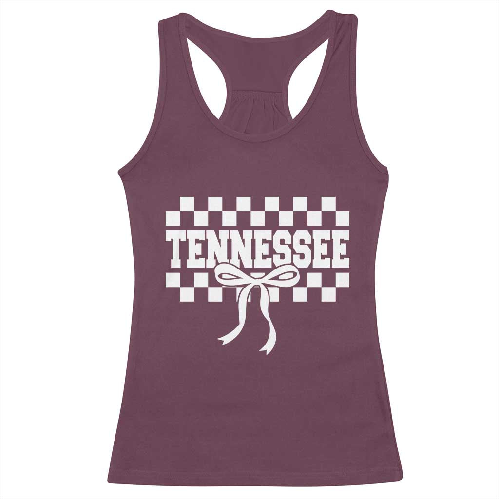 Tennessee Fan Racerback Tank Top TN State Sport Coquette Bow Checkered Design Game Day