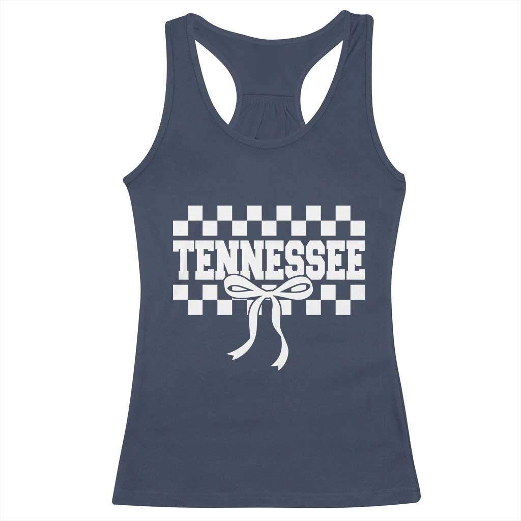 Tennessee Fan Racerback Tank Top TN State Sport Coquette Bow Checkered Design Game Day