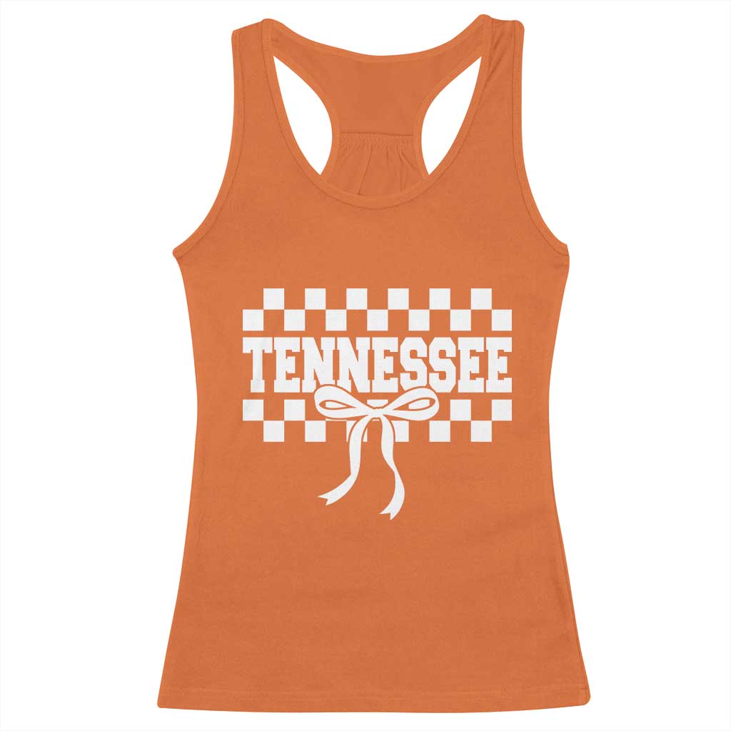 Tennessee Fan Racerback Tank Top TN State Sport Coquette Bow Checkered Design Game Day