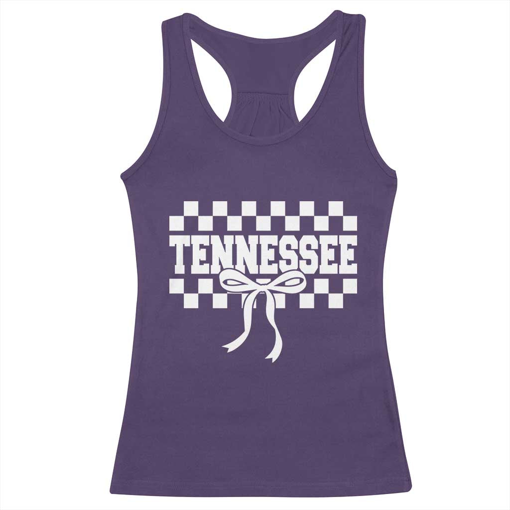 Tennessee Fan Racerback Tank Top TN State Sport Coquette Bow Checkered Design Game Day