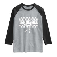 Tennessee Fan Raglan Shirt TN State Sport Coquette Bow Checkered Design Game Day