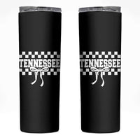 Tennessee Fan Skinny Tumbler TN State Sport Coquette Bow Checkered Design Game Day