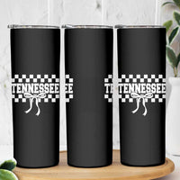 Tennessee Fan Skinny Tumbler TN State Sport Coquette Bow Checkered Design Game Day