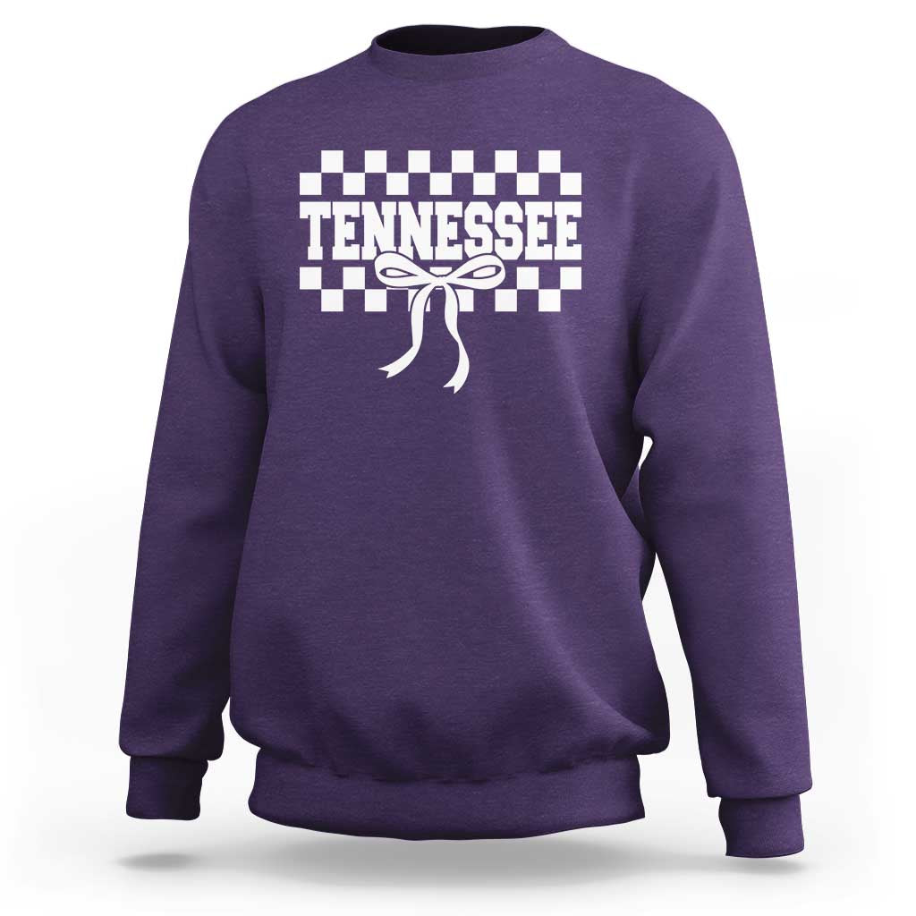 Tennessee Fan Sweatshirt TN State Sport Coquette Bow Checkered Design Game Day
