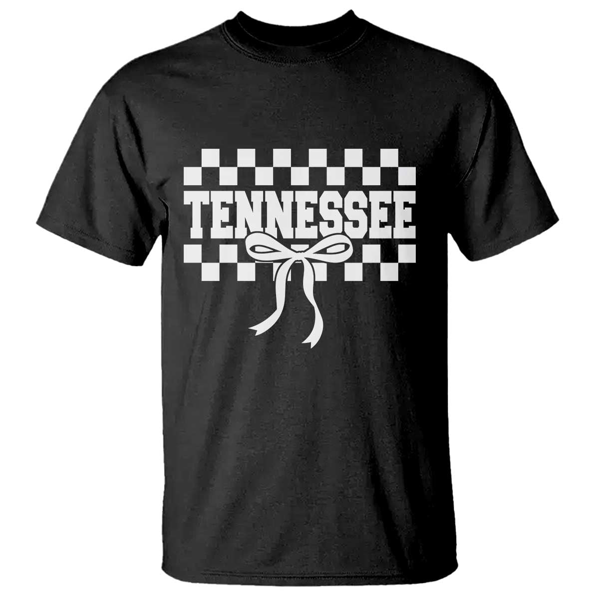 Tennessee Fan T Shirt TN State Sport Coquette Bow Checkered Design Game Day