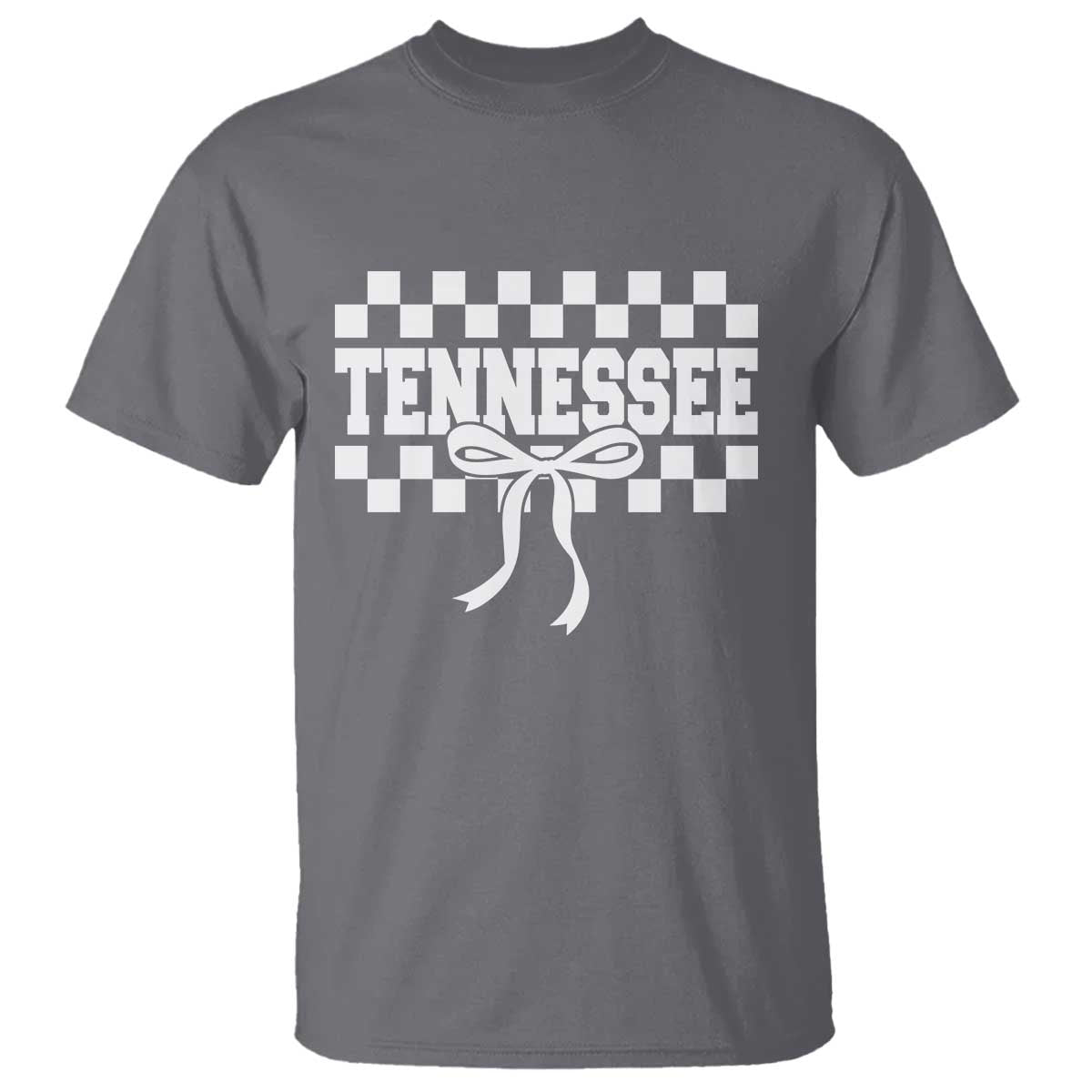 Tennessee Fan T Shirt TN State Sport Coquette Bow Checkered Design Game Day