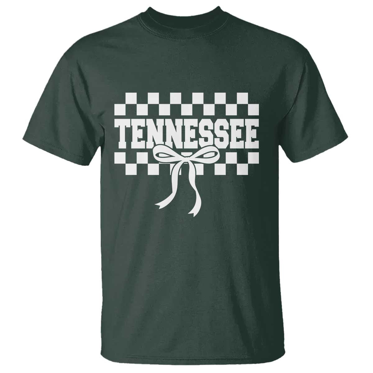 Tennessee Fan T Shirt TN State Sport Coquette Bow Checkered Design Game Day