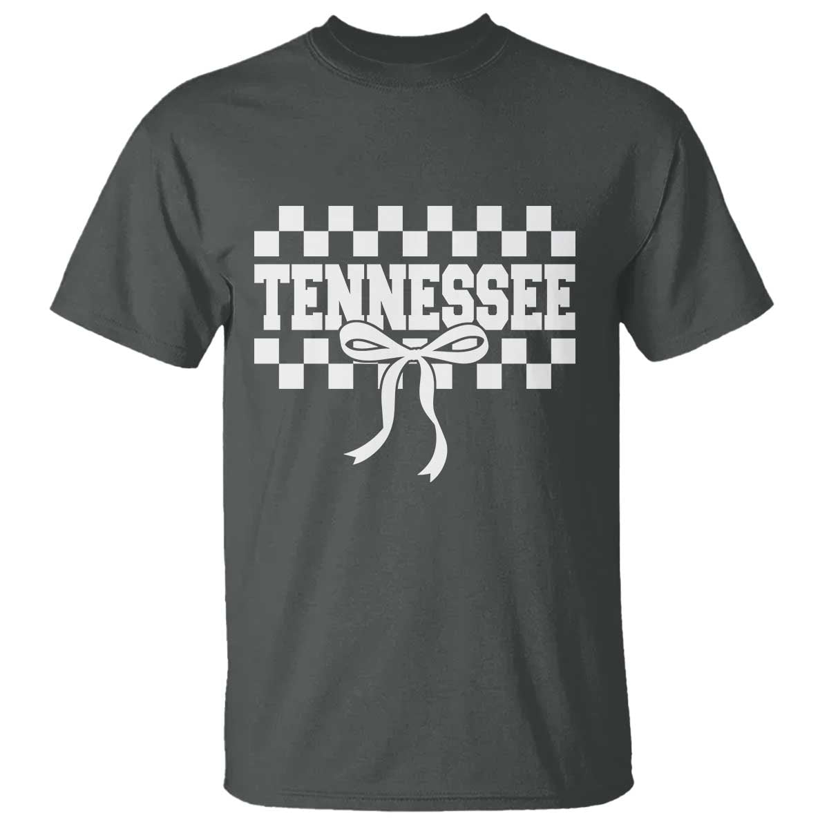 Tennessee Fan T Shirt TN State Sport Coquette Bow Checkered Design Game Day