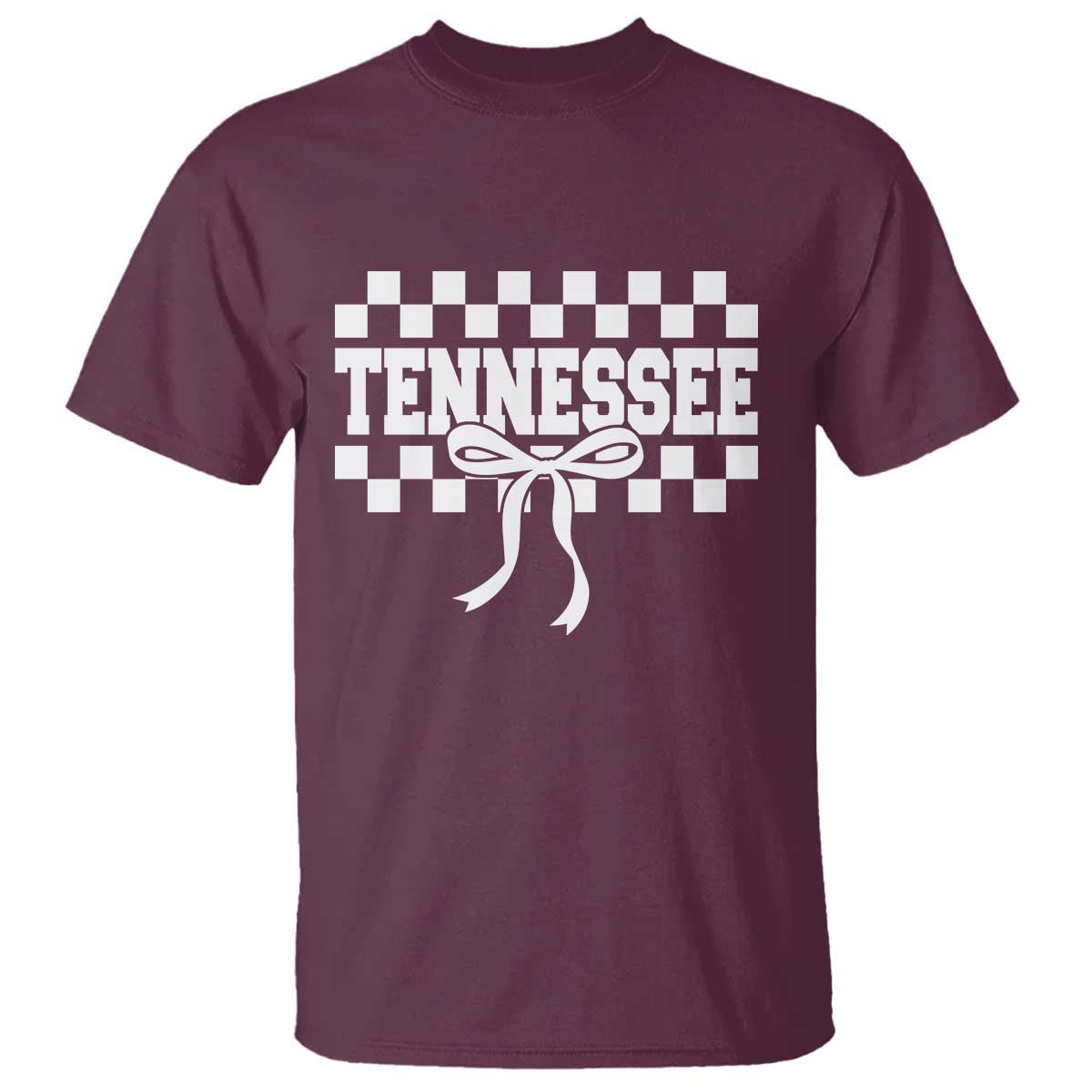 Tennessee Fan T Shirt TN State Sport Coquette Bow Checkered Design Game Day