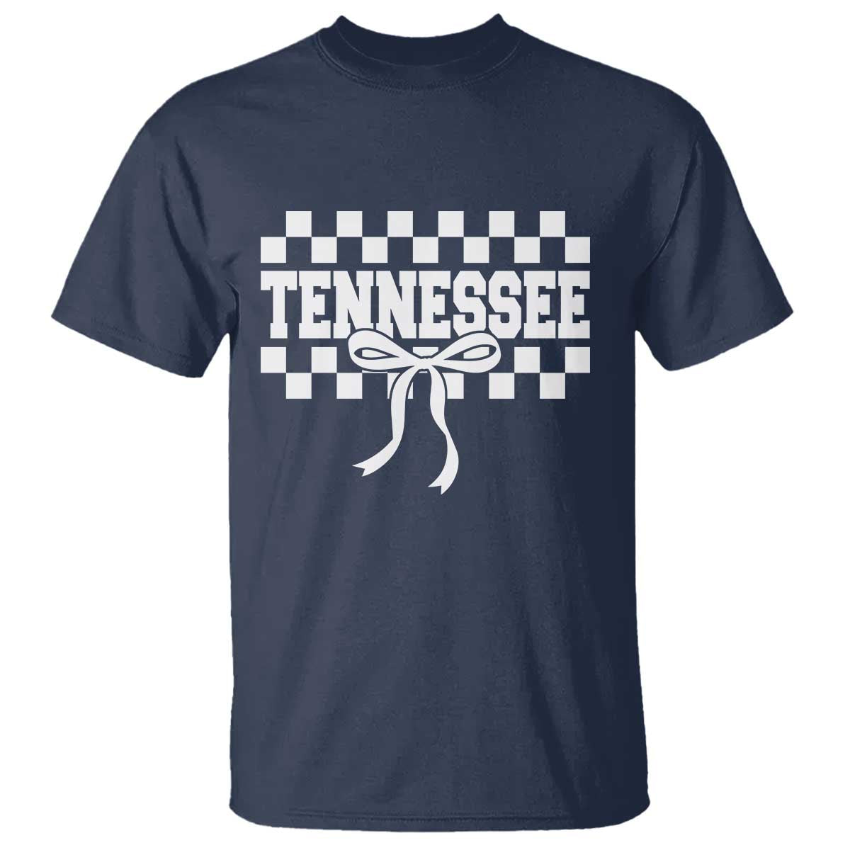 Tennessee Fan T Shirt TN State Sport Coquette Bow Checkered Design Game Day
