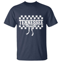 Tennessee Fan T Shirt TN State Sport Coquette Bow Checkered Design Game Day