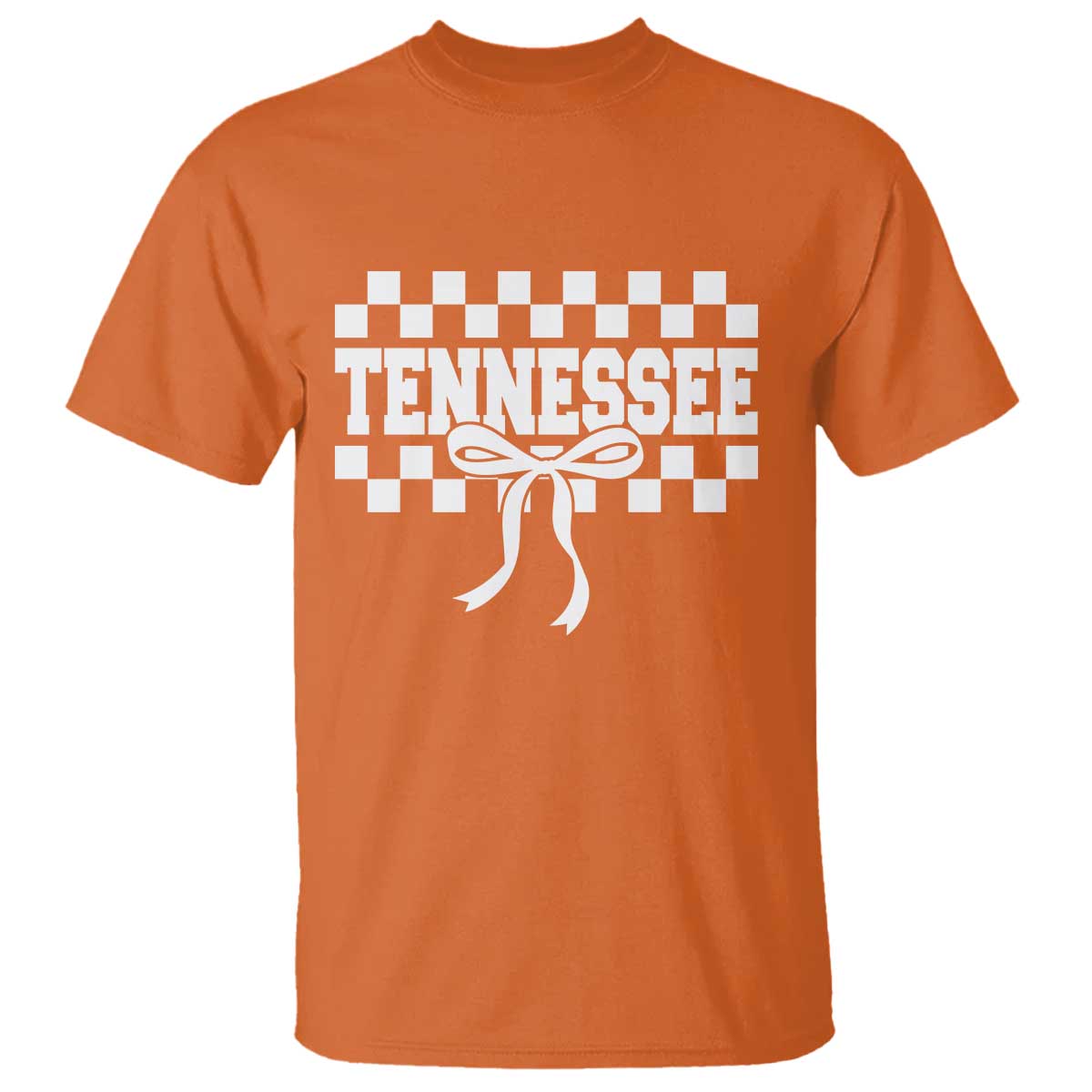 Tennessee Fan T Shirt TN State Sport Coquette Bow Checkered Design Game Day