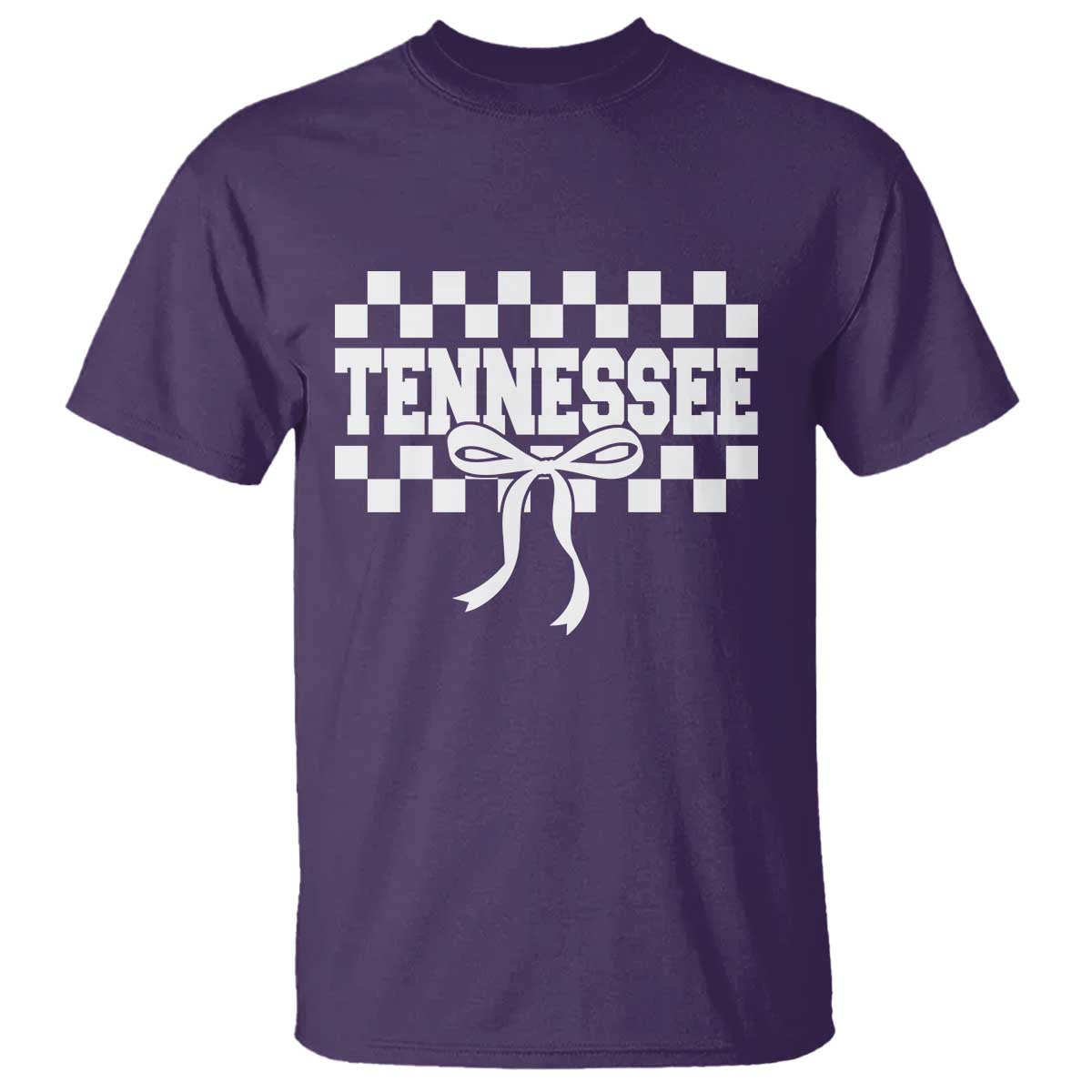 Tennessee Fan T Shirt TN State Sport Coquette Bow Checkered Design Game Day
