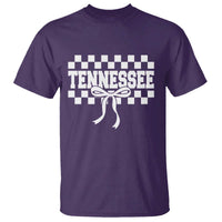 Tennessee Fan T Shirt TN State Sport Coquette Bow Checkered Design Game Day
