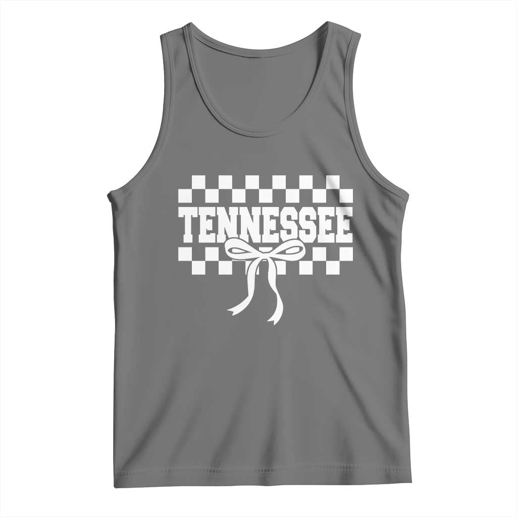 Tennessee Fan Tank Top TN State Sport Coquette Bow Checkered Design Game Day