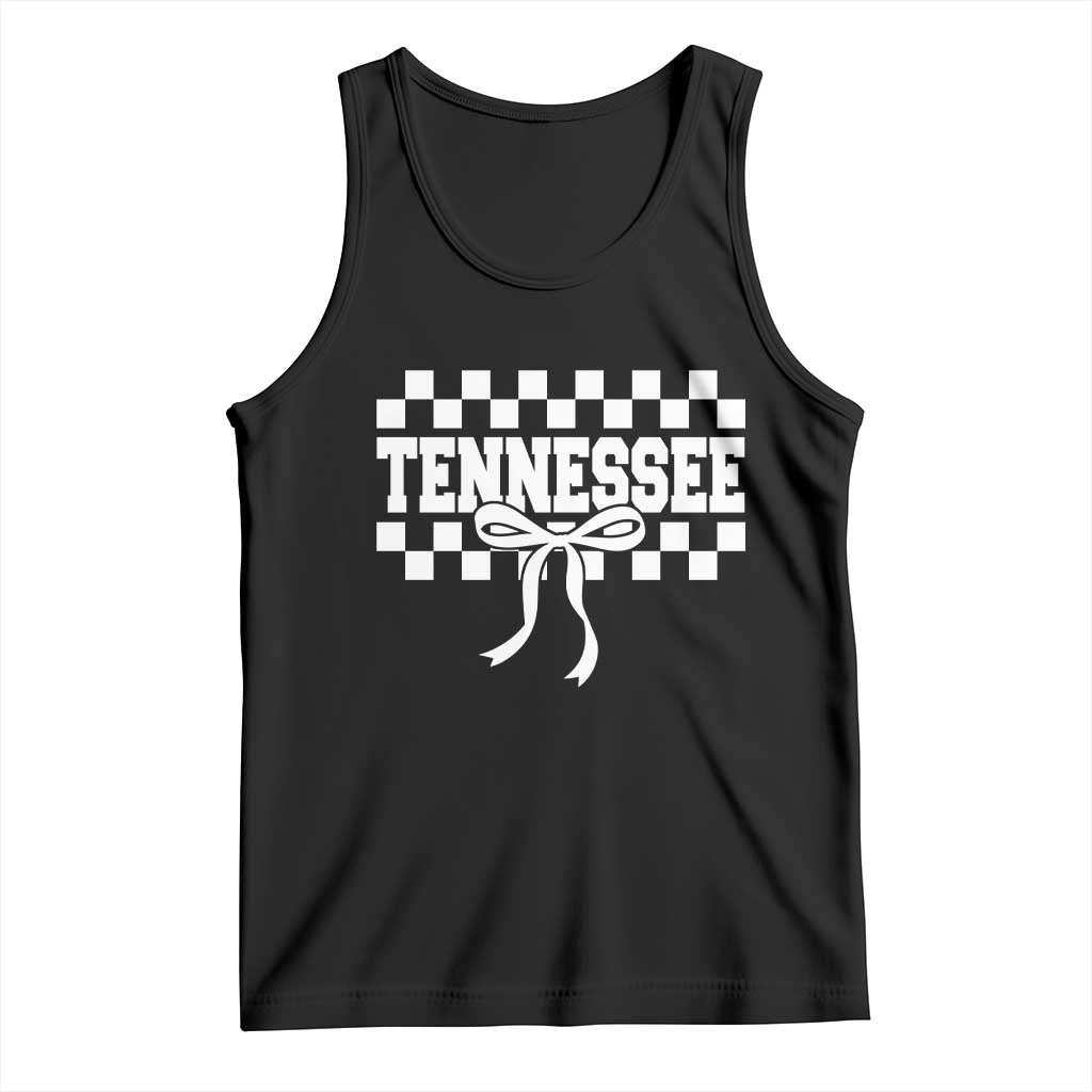Tennessee Fan Tank Top TN State Sport Coquette Bow Checkered Design Game Day