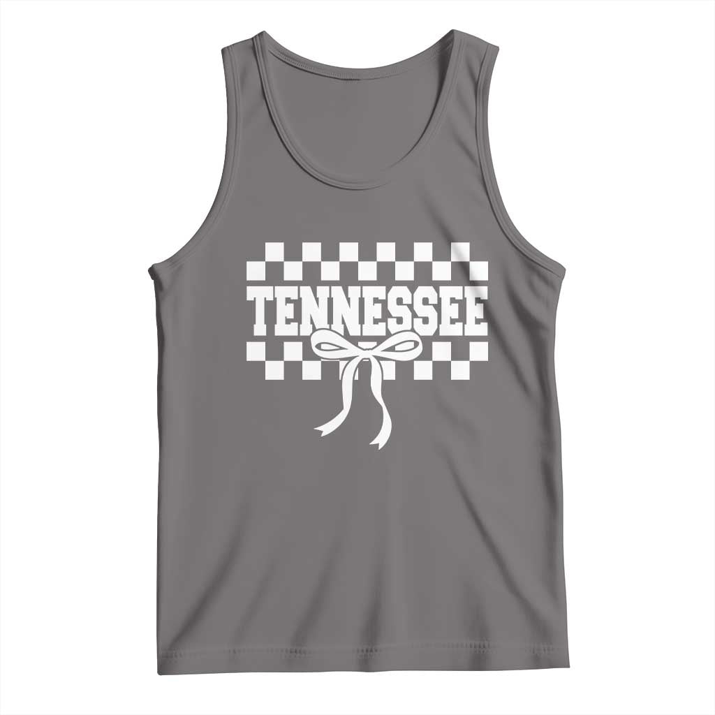 Tennessee Fan Tank Top TN State Sport Coquette Bow Checkered Design Game Day
