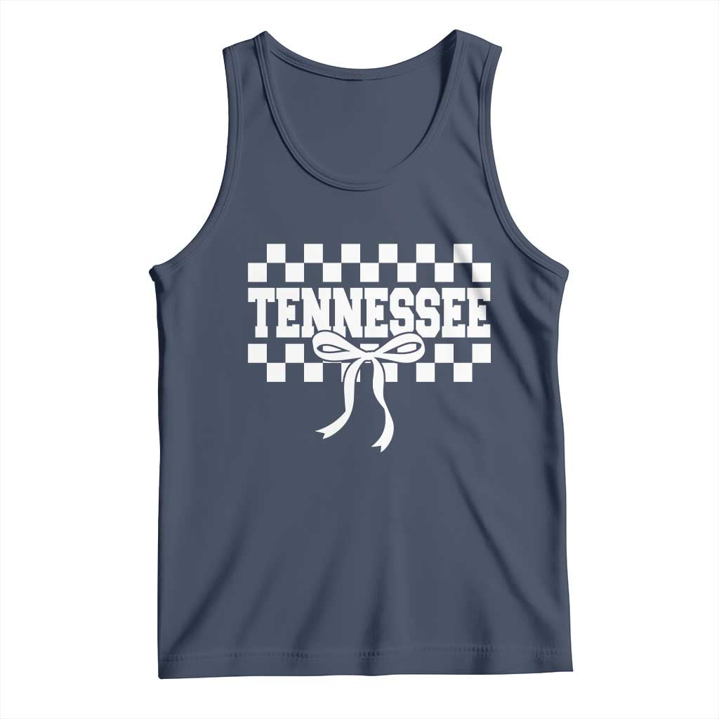 Tennessee Fan Tank Top TN State Sport Coquette Bow Checkered Design Game Day