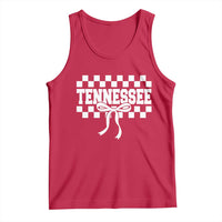 Tennessee Fan Tank Top TN State Sport Coquette Bow Checkered Design Game Day