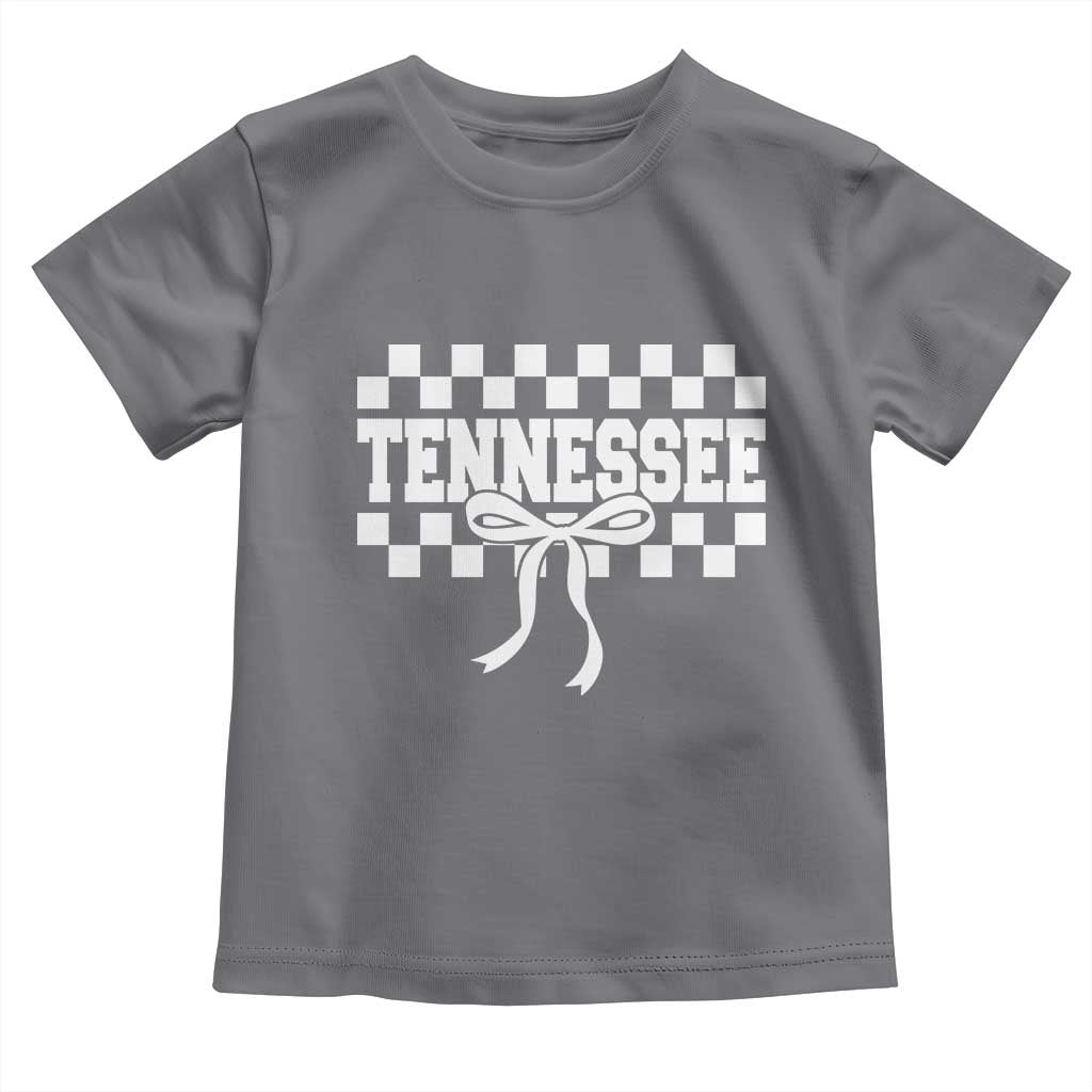 Tennessee Fan Toddler T Shirt TN State Sport Coquette Bow Checkered Design Game Day