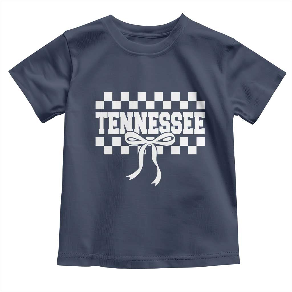 Tennessee Fan Toddler T Shirt TN State Sport Coquette Bow Checkered Design Game Day