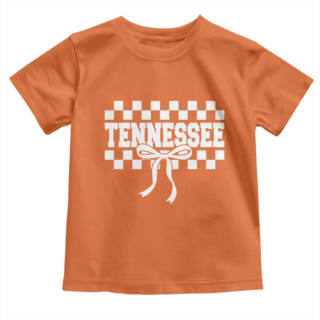 Tennessee Fan Toddler T Shirt TN State Sport Coquette Bow Checkered Design Game Day