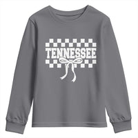 Tennessee Fan Youth Sweatshirt TN State Sport Coquette Bow Checkered Design Game Day