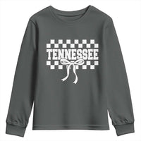 Tennessee Fan Youth Sweatshirt TN State Sport Coquette Bow Checkered Design Game Day