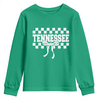 Tennessee Fan Youth Sweatshirt TN State Sport Coquette Bow Checkered Design Game Day