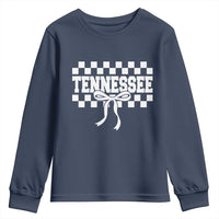 Tennessee Fan Youth Sweatshirt TN State Sport Coquette Bow Checkered Design Game Day