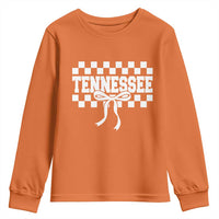 Tennessee Fan Youth Sweatshirt TN State Sport Coquette Bow Checkered Design Game Day